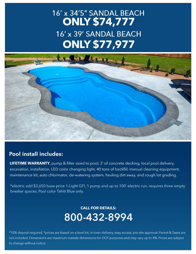 thursday pools sandal beach model pricing