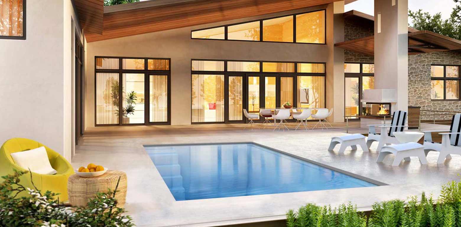 AVIVA Pools Chic retangle fiberglass swimming pool from AquaPools