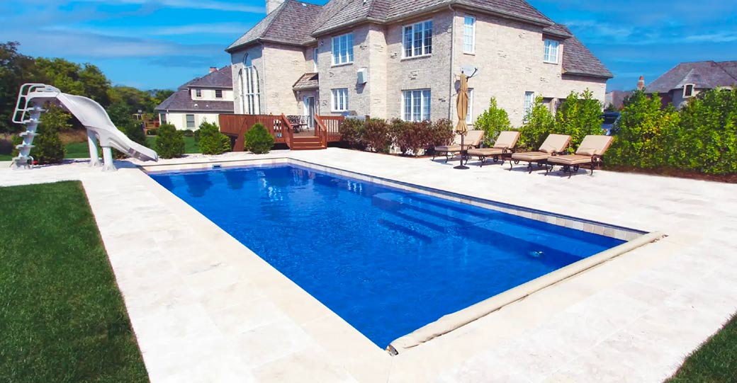 AVIVA Pools Vita rectangle fiberglass pool from AquaPools