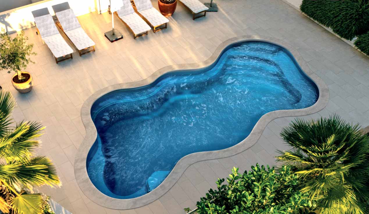 The Luma is a freeform fiberglass pool