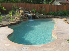 Viking fiji pool model with waterfall and raised beam