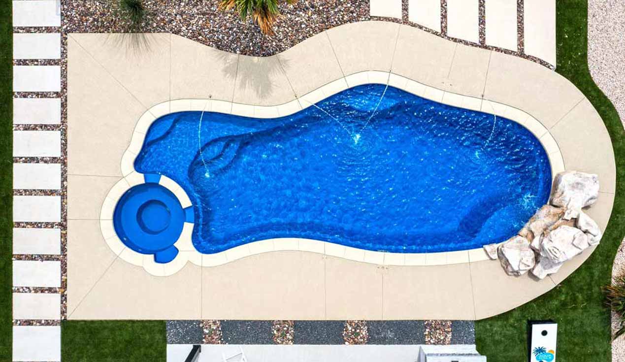 AVIVA Pools Serene fiberglass freeform pools from AquaPools