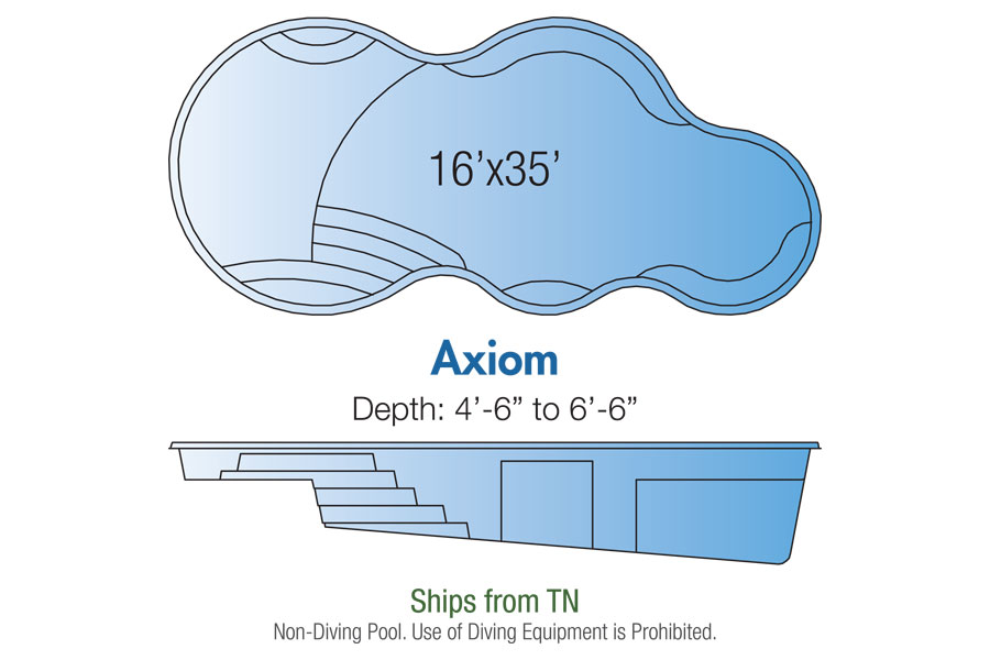 Axiom 16 fiberglass swimming pool for Dallas