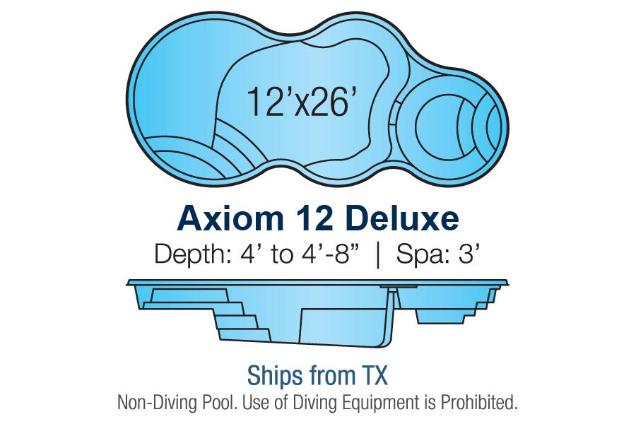 Axiom 12 Deluxe fiberglass swimming pool for Dallas