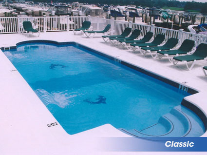 Classic shaped inground swimming pools