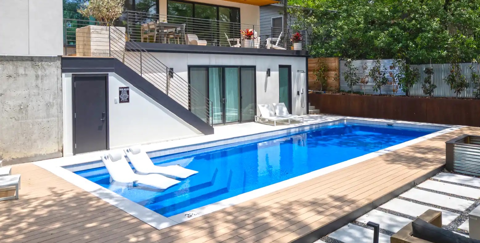 Design build companies Aqua Pool fiberglass pools Georgetown, Texas installation contractor special cost price discounts.