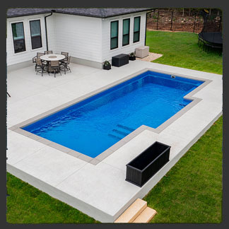 Dynasty 35 model fiberglass pool in Tahiti Blue by AquaPools