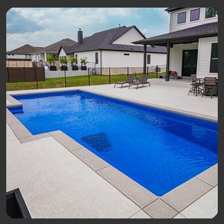 Dynasty 35 model fiberglass pool in Tahiti Blue by AquaPools