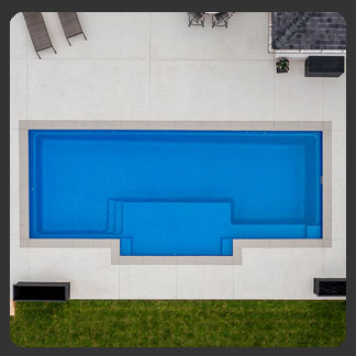 Dynasty 35 model fiberglass pool in Tahiti Blue by AquaPools