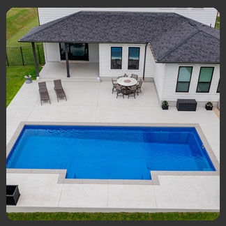 Dynasty 35 model fiberglass pool in Tahiti Blue by AquaPools