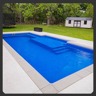Dynasty 35 model fiberglass pool in Tahiti Blue by AquaPools